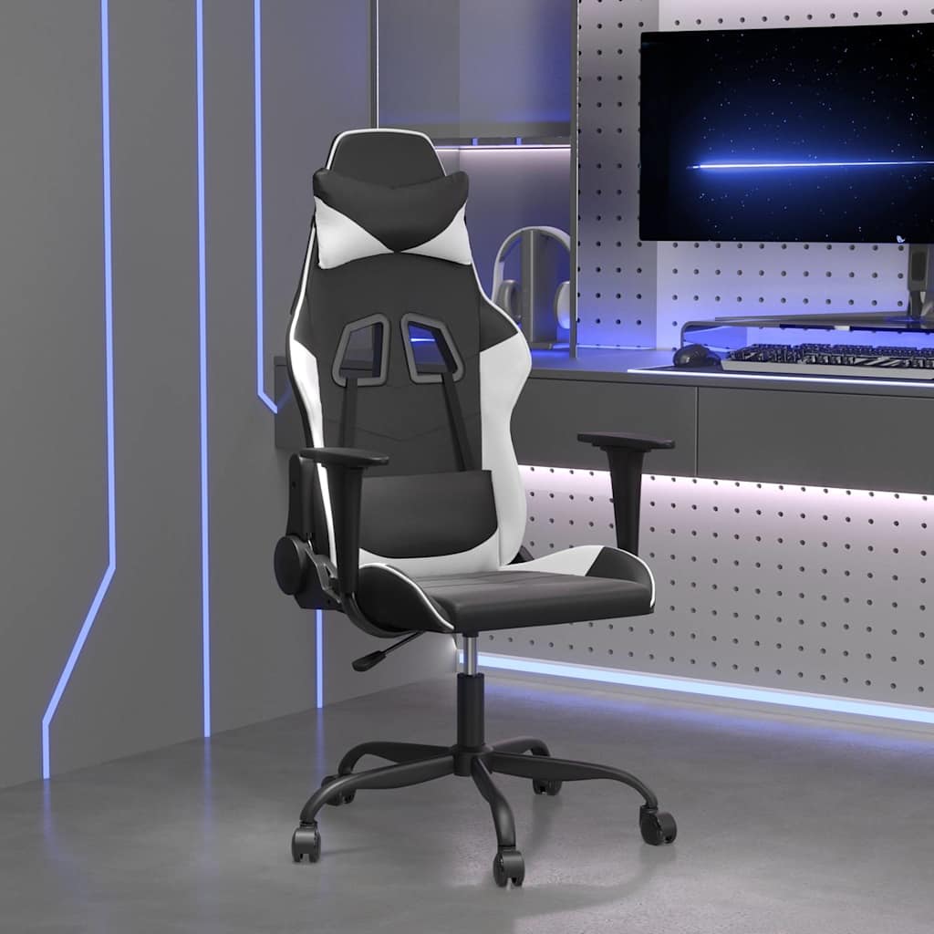 Vidaxl massage gamestoel kunstleer zwart en wit