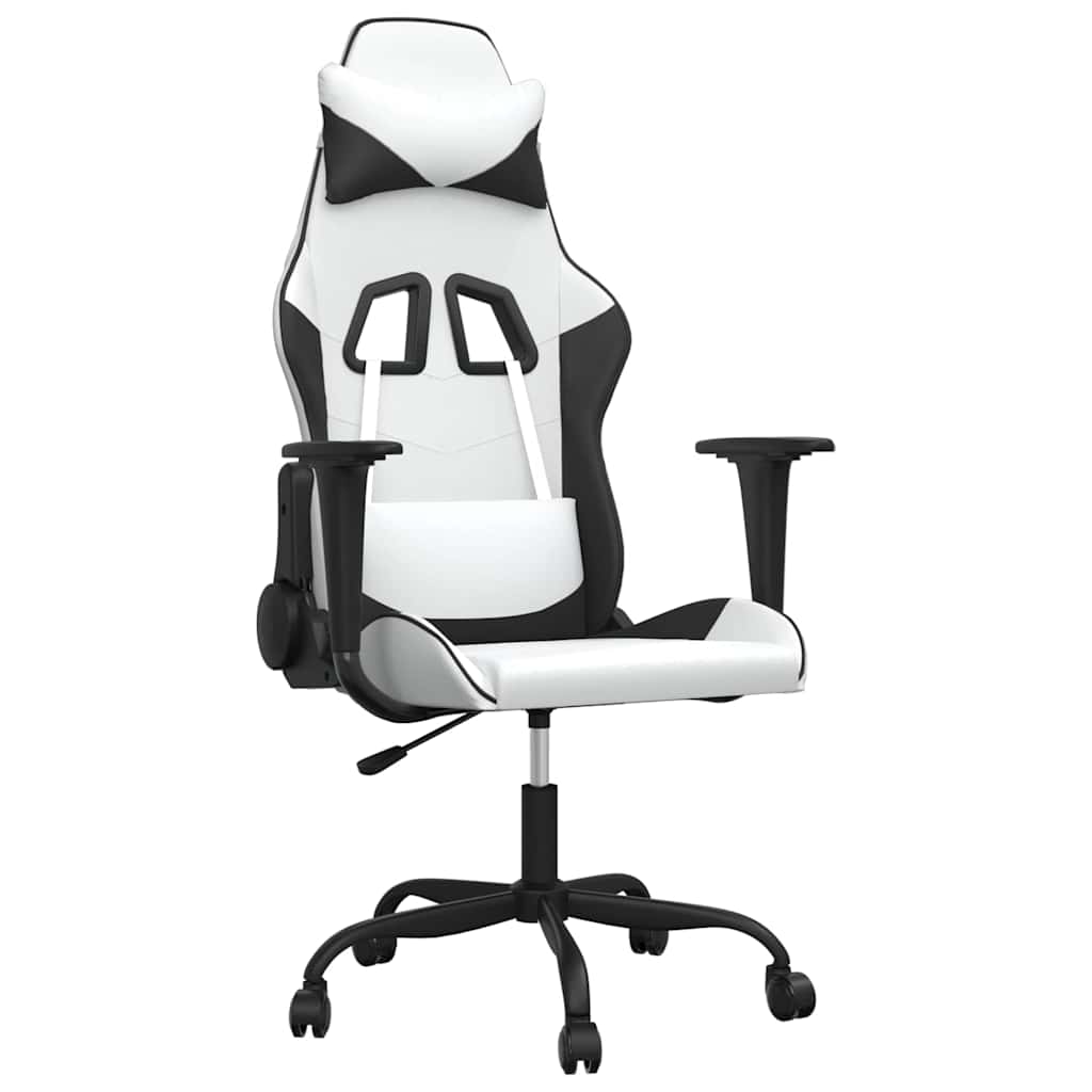 Vidaxl massage gamestoel kunstleer wit en zwart