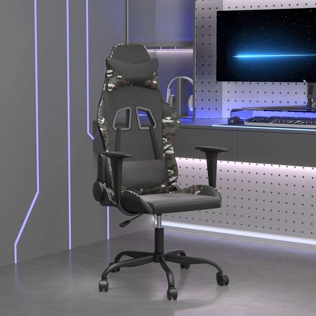 Vidaxl massage gamestoel kunstleer zwart en camouflage