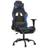 Vidaxl massage gamestoel met voetensteun kunstleer zwart en blauw