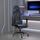 Vidaxl massage gamestoel met voetensteun kunstleer zwart en blauw