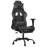 Vidaxl massage gamestoel met voetensteun kunstleer zwart en grijs