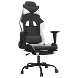 Vidaxl massage gamestoel met voetensteun kunstleer zwart wit