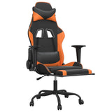 Vidaxl massage gamestoel met voetensteun kunstleer zwart en oranje