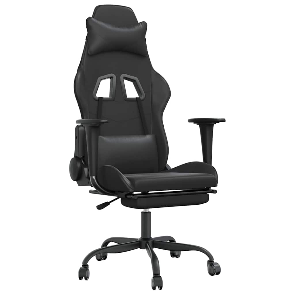 Vidaxl massage gamestoel met voetensteun kunstleer zwart