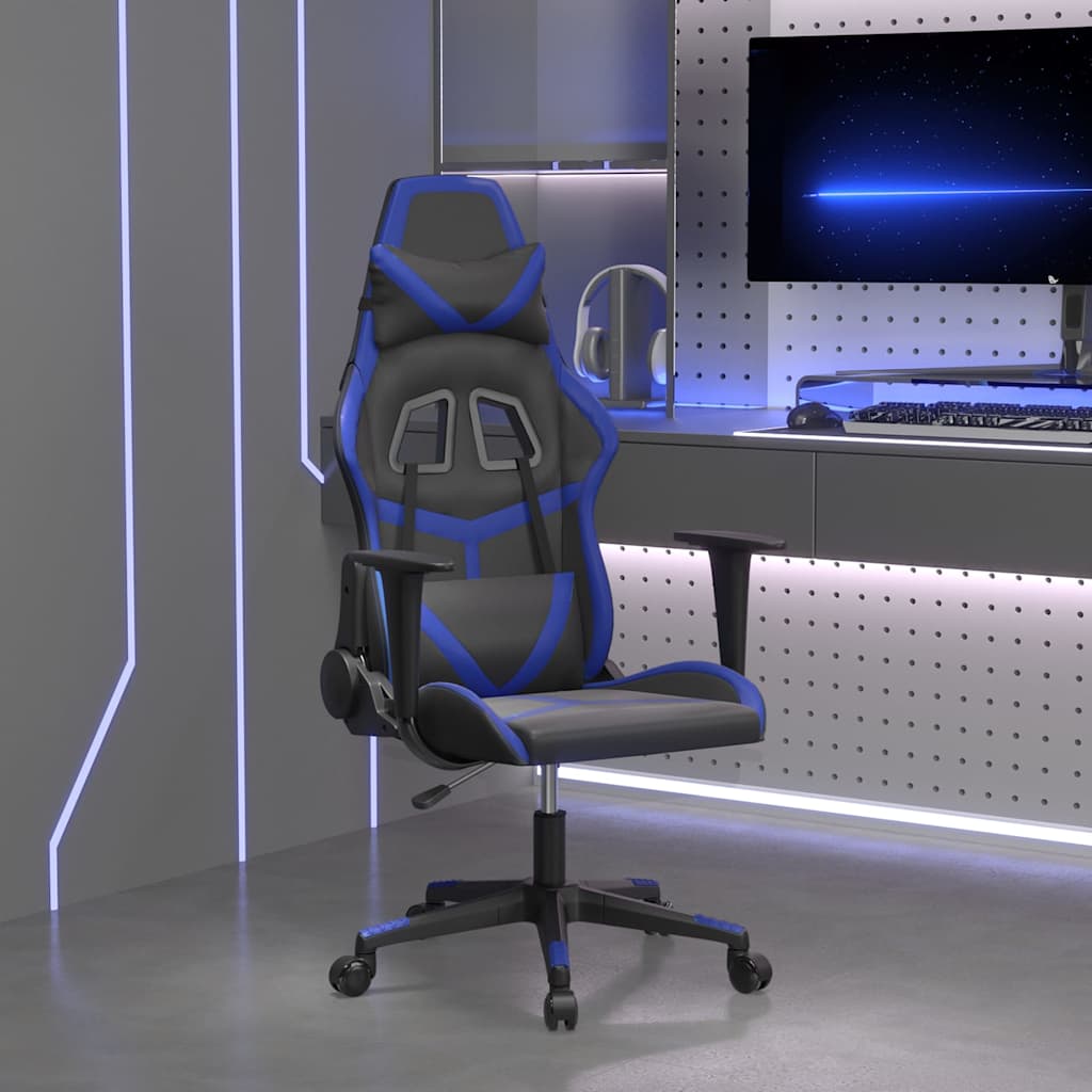 Vidaxl massage gamestoel kunstleer zwart en blauw