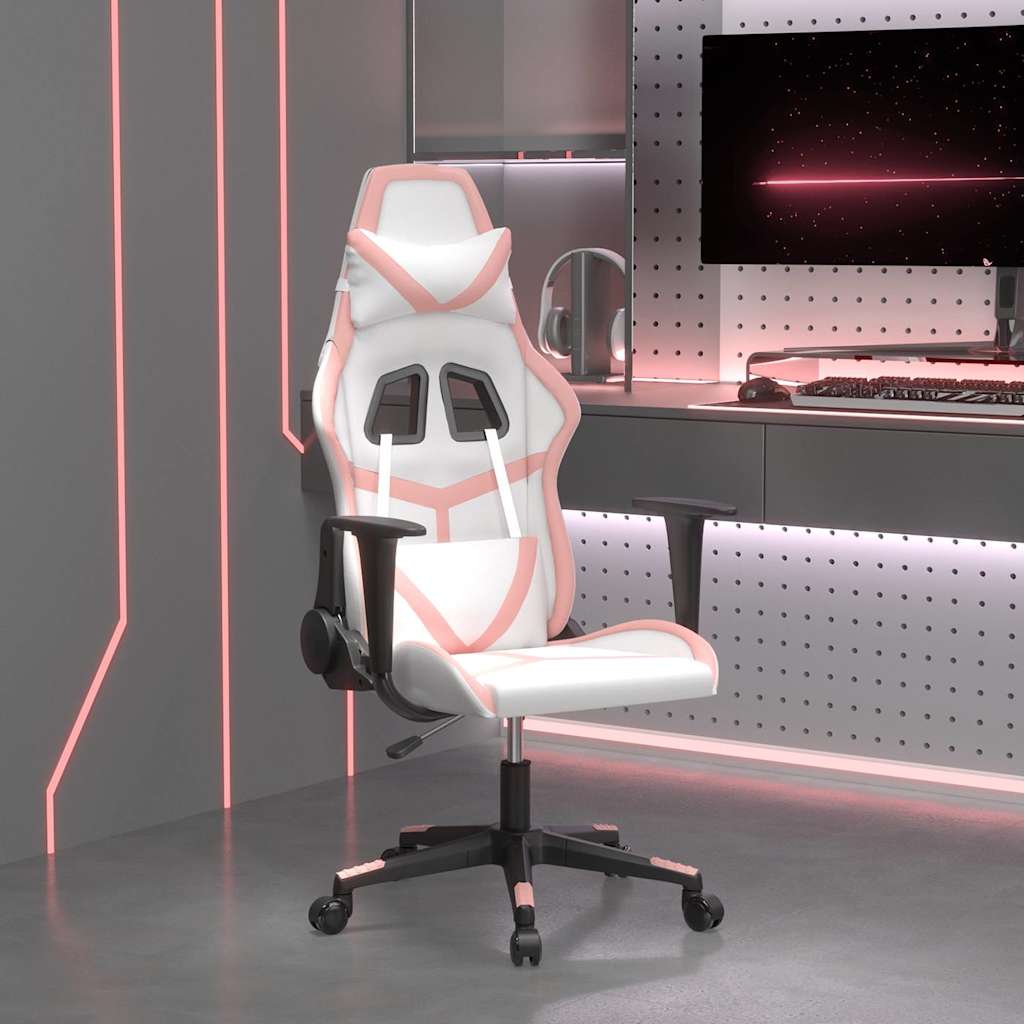 Vidaxl massage gamestoel kunstleer wit en roze