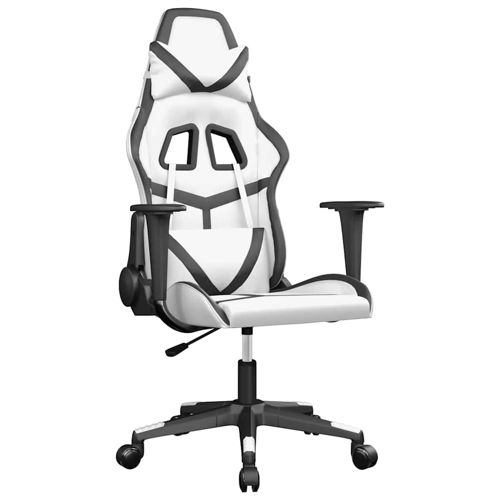 Vidaxl massage gamestoel kunstleer wit en zwart