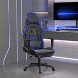Vidaxl massage gamestoel met voetensteun kunstleer zwart en blauw