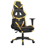 Vidaxl massage gamestoel met voetensteun kunstleer zwart goudkleurig