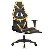 Vidaxl massage gamestoel met voetensteun kunstleer zwart goudkleurig