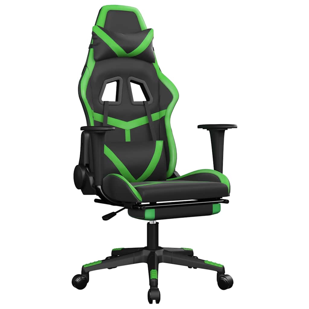 Vidaxl massage gamestoel met voetensteun kunstleer zwart en groen