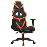 Vidaxl massage gamestoel met voetensteun kunstleer zwart en oranje
