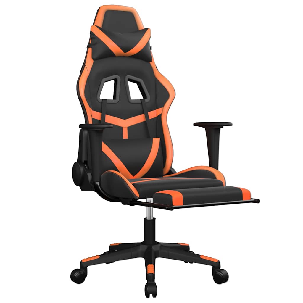 Vidaxl massage gamestoel met voetensteun kunstleer zwart en oranje