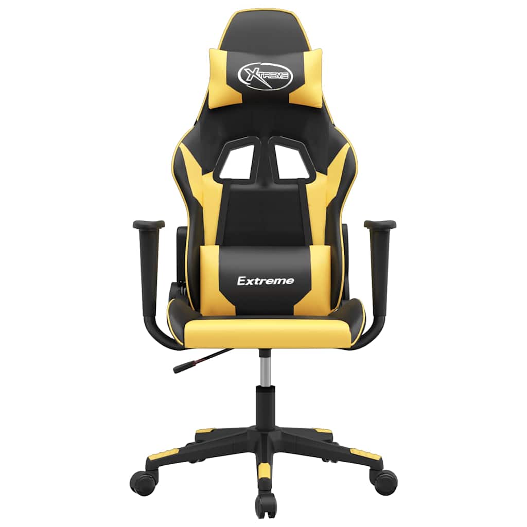 Vidaxl massage gamestoel kunstleer zwart en goudkleurig