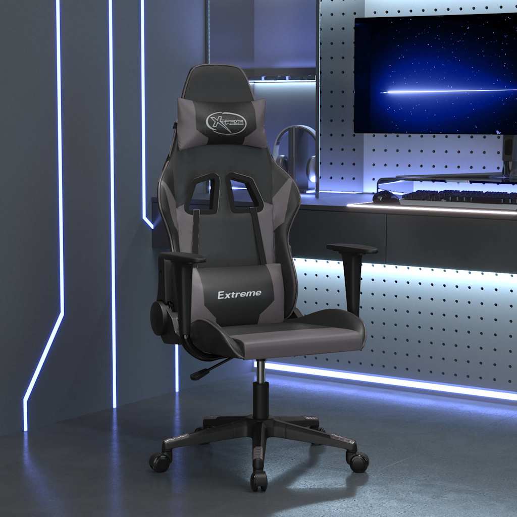 Vidaxl massage gamestoel kunstleer zwart en grijs