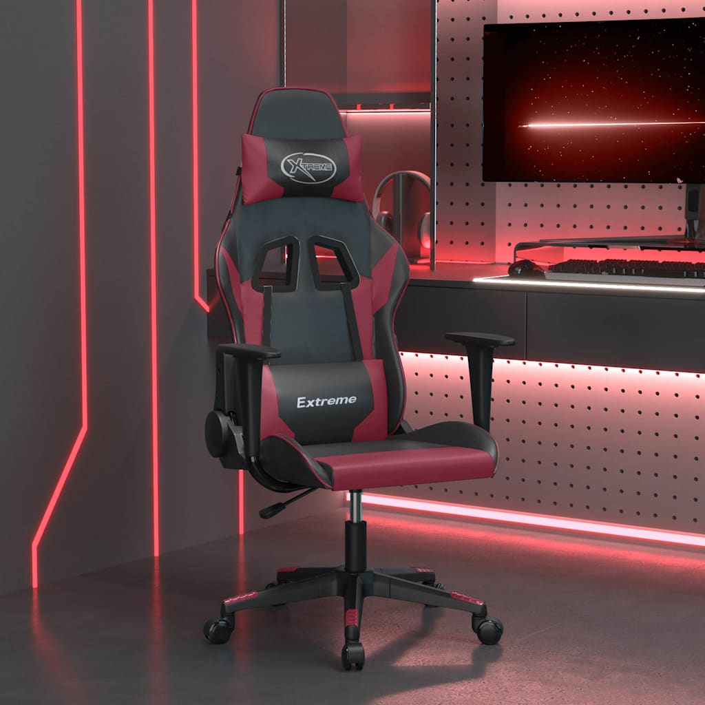 Vidaxl massage gamestoel kunstleer zwart en wijnrood