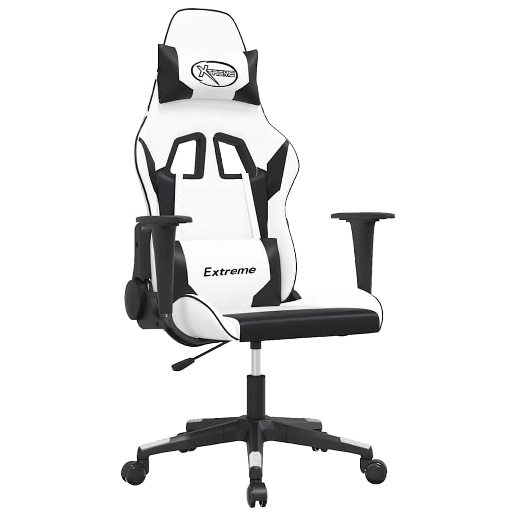 Vidaxl massage gamestoel kunstleer wit en zwart