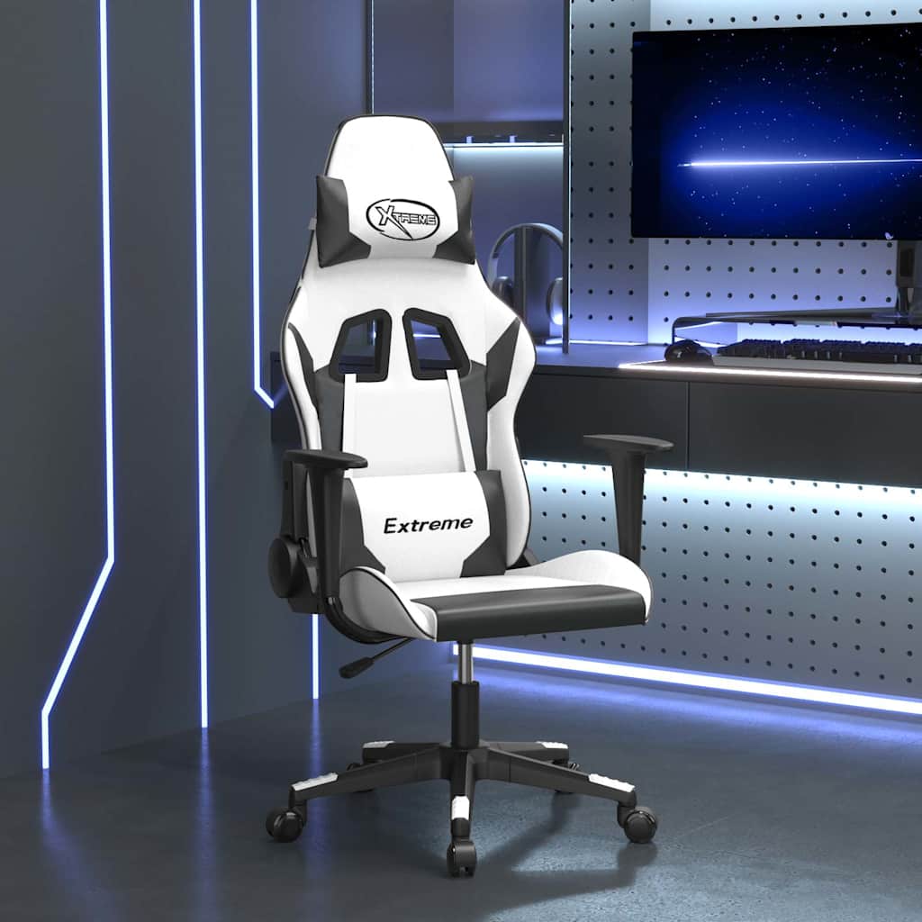 Vidaxl massage gamestoel kunstleer wit en zwart