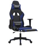 Vidaxl massage gamestoel met voetensteun kunstleer zwart en blauw