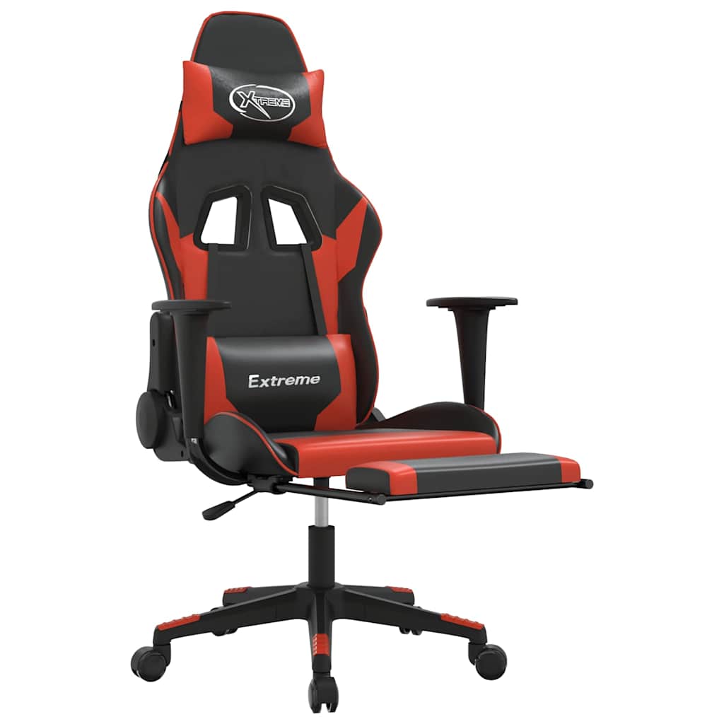 Vidaxl massage gamestoel met voetensteun kunstleer zwart en rood