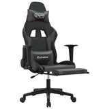 Vidaxl massage gamestoel met voetensteun kunstleer zwart en grijs