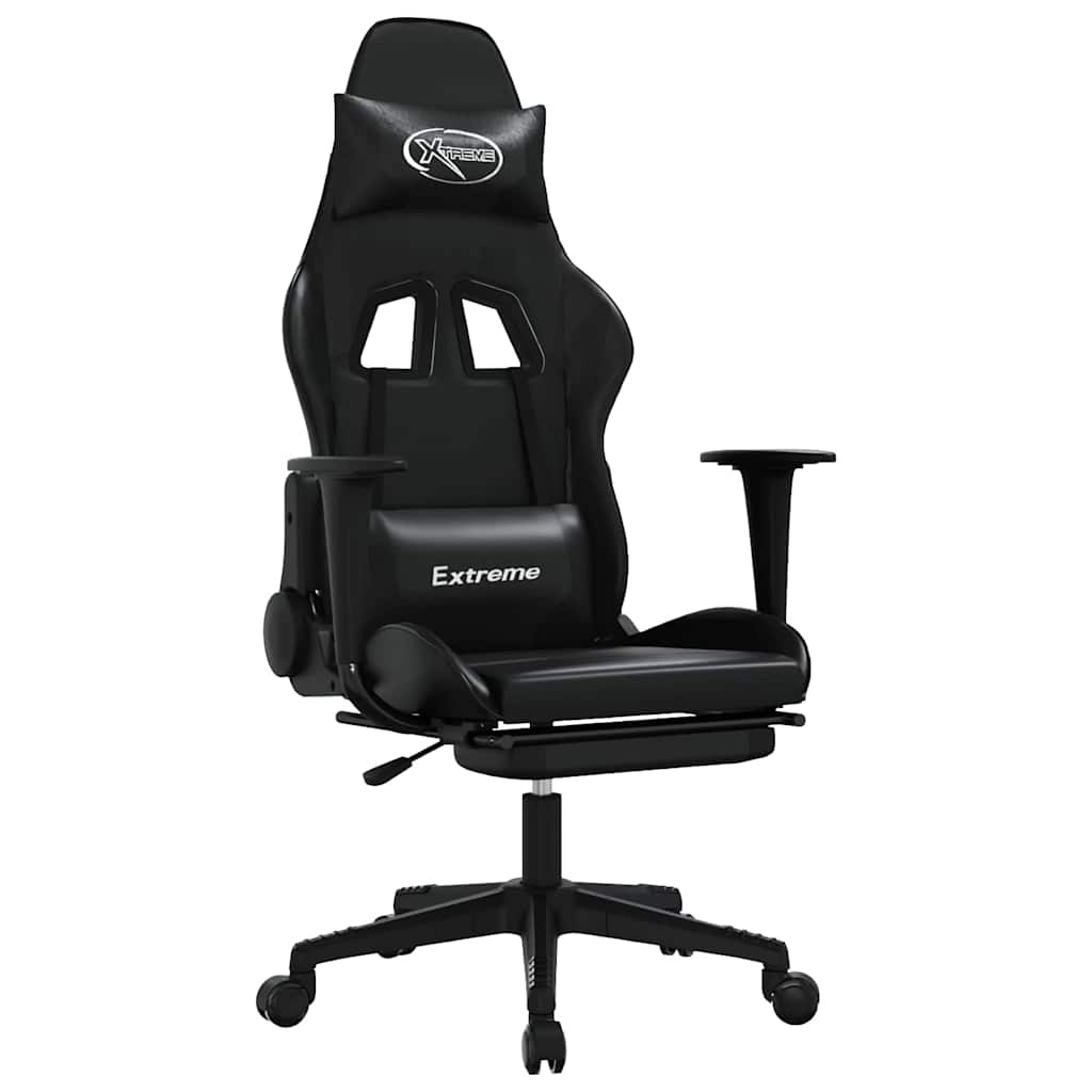 Vidaxl massage gamestoel met voetensteun kunstleer zwart
