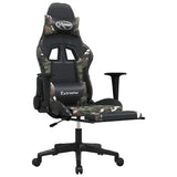Vidaxl massage gamestoel met voetensteun kunstleer zwart en camouflage