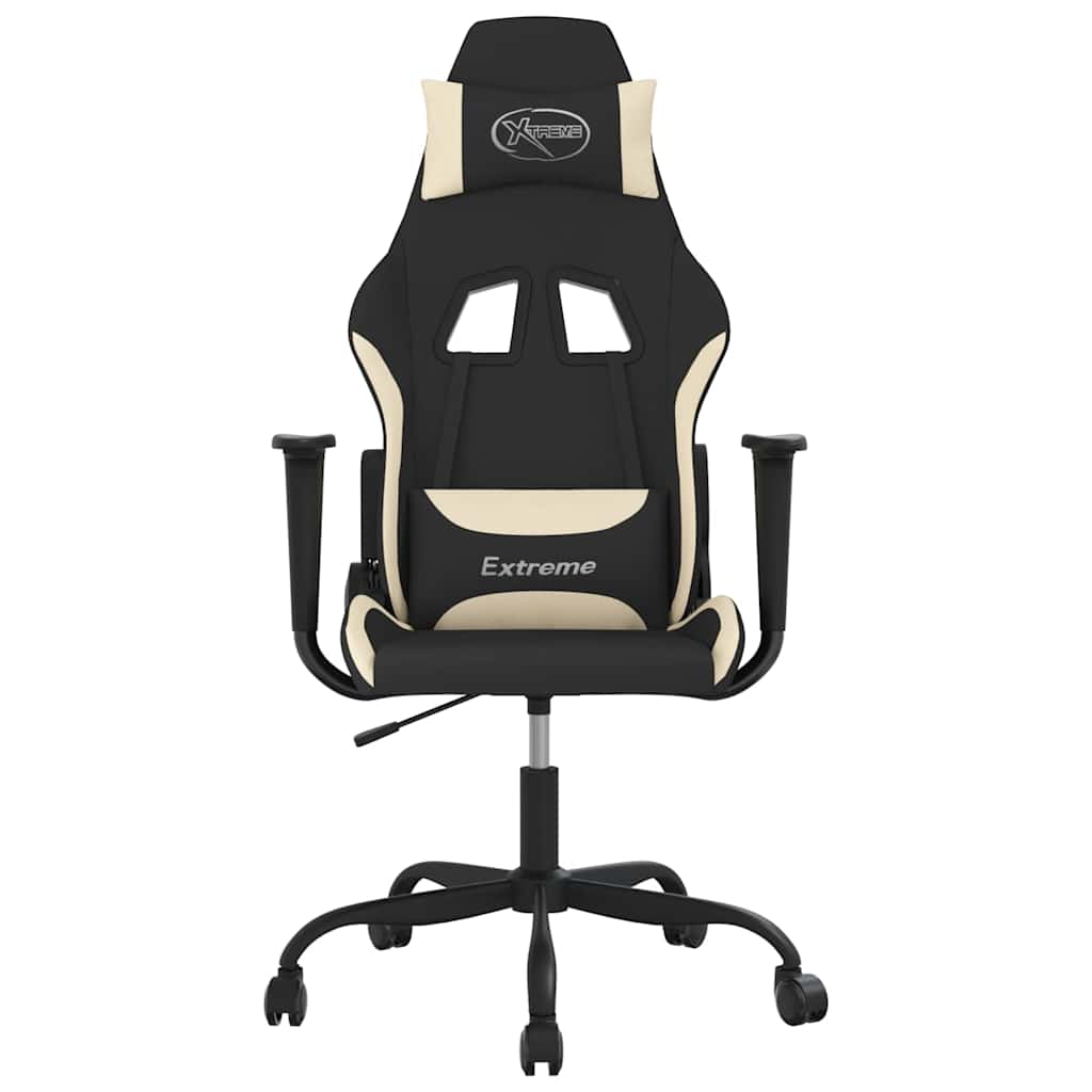 Vidaxl massage gamestoel stof zwart en crèmekleurig
