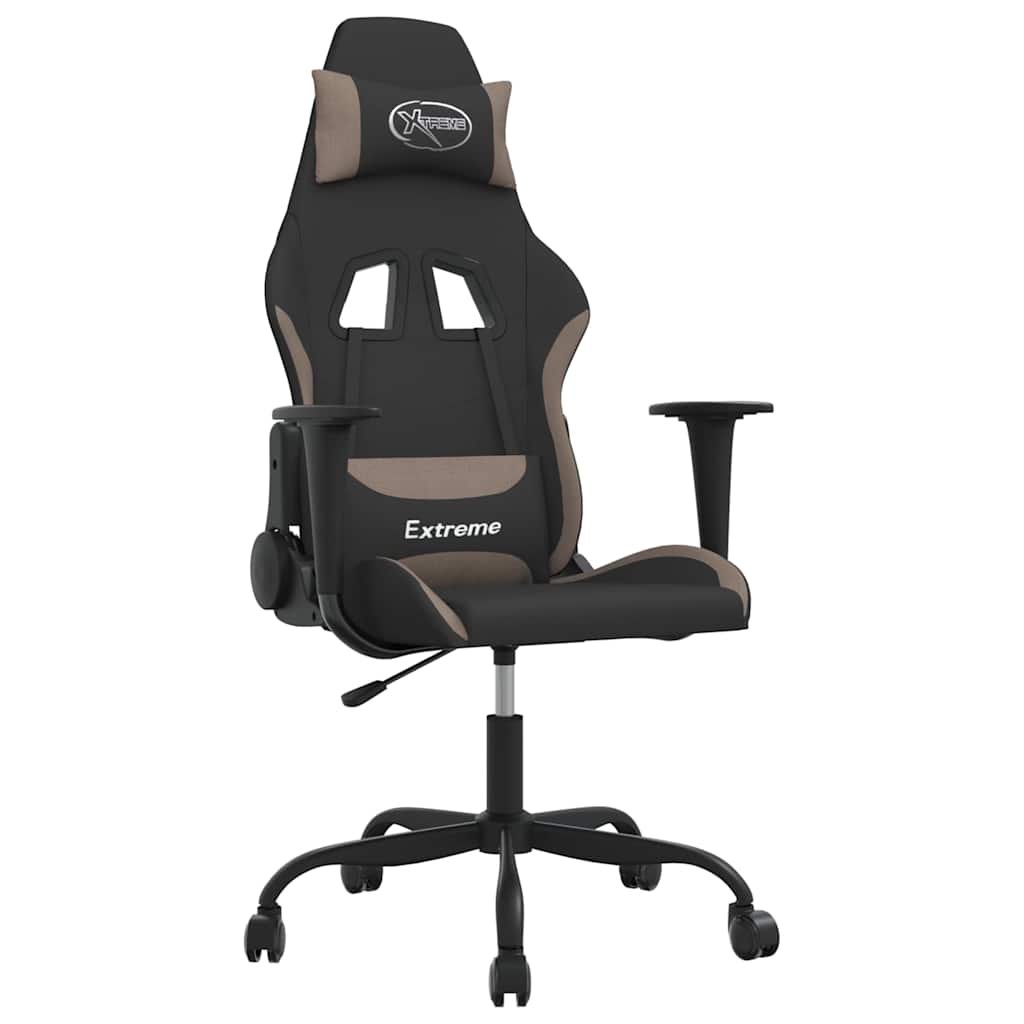 Vidaxl massage gamestoel stof zwart en taupe