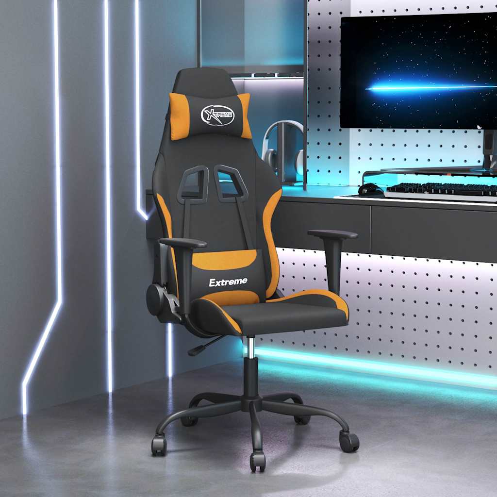Vidaxl massage gamestoel stof zwart en oranje