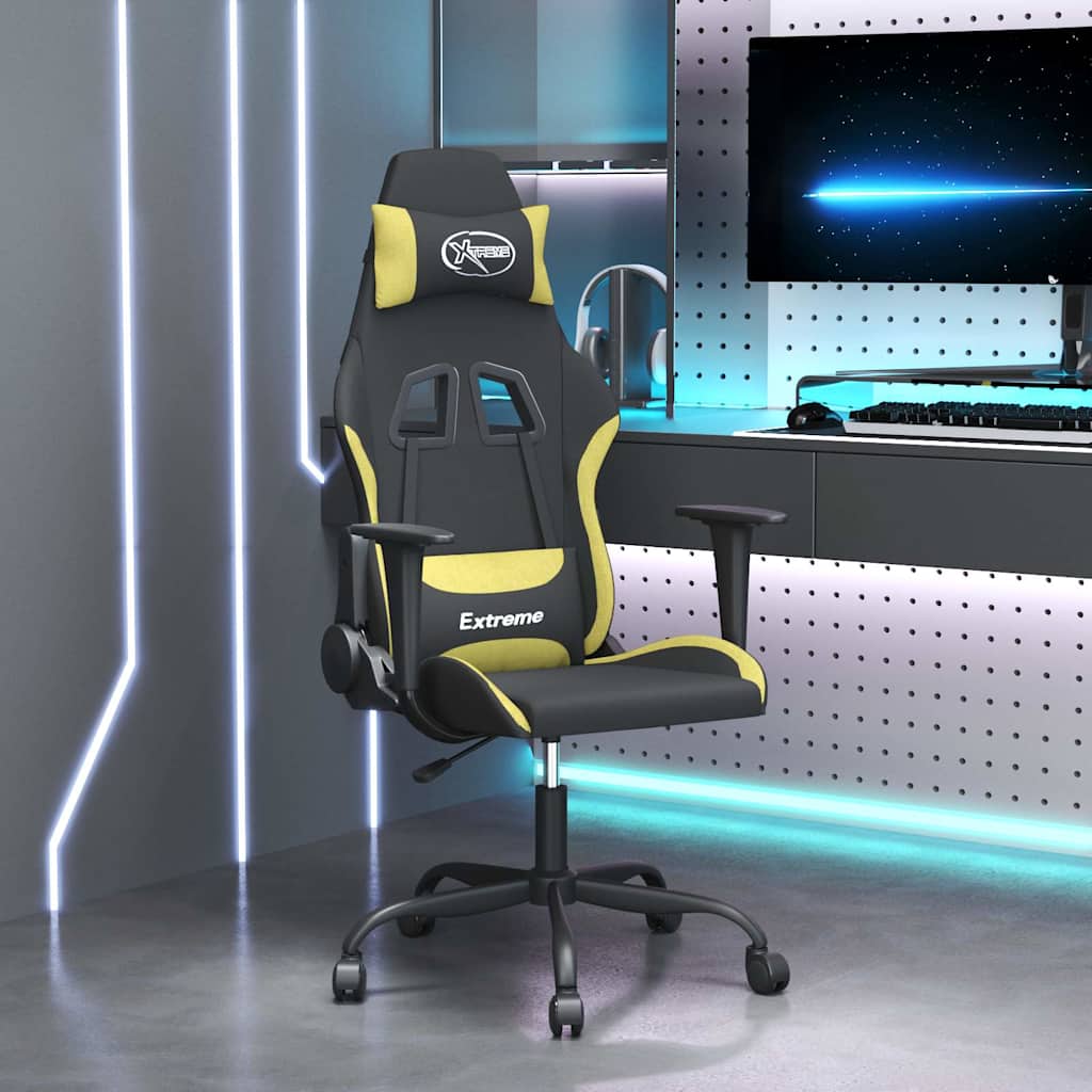 Vidaxl massage gamestoel stof zwart en lichtgroen