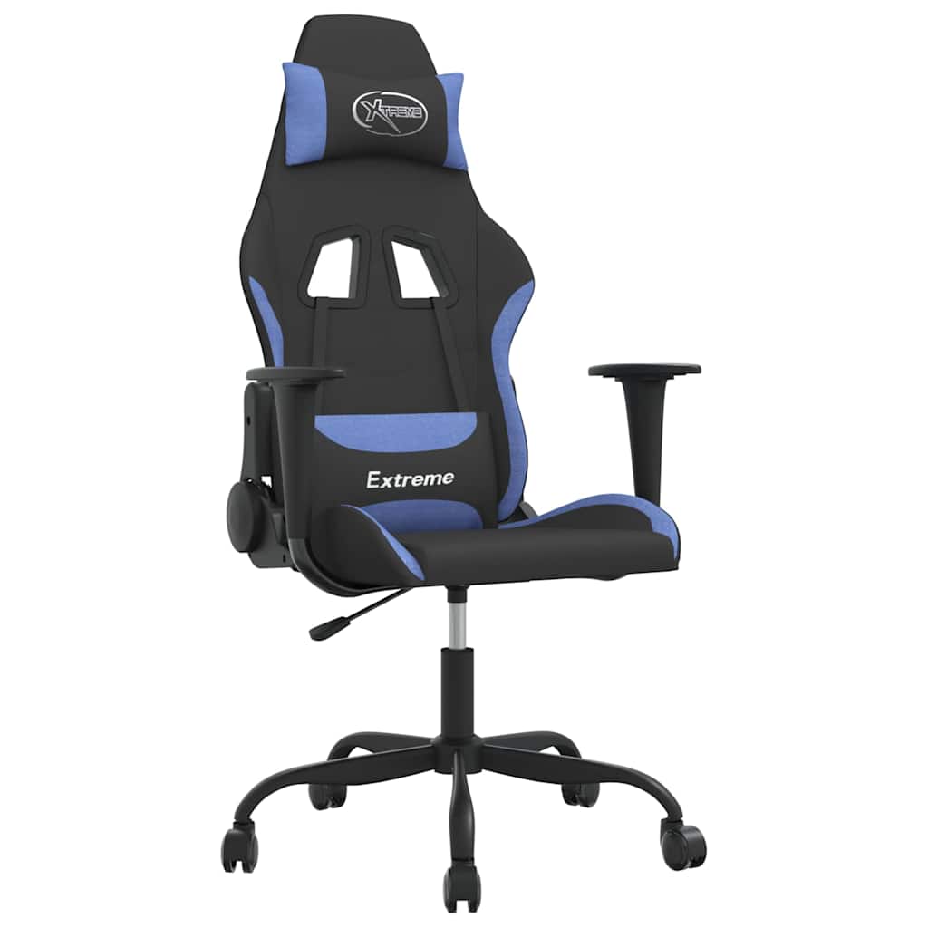 Vidaxl massage gamestoel stof zwart en blauw