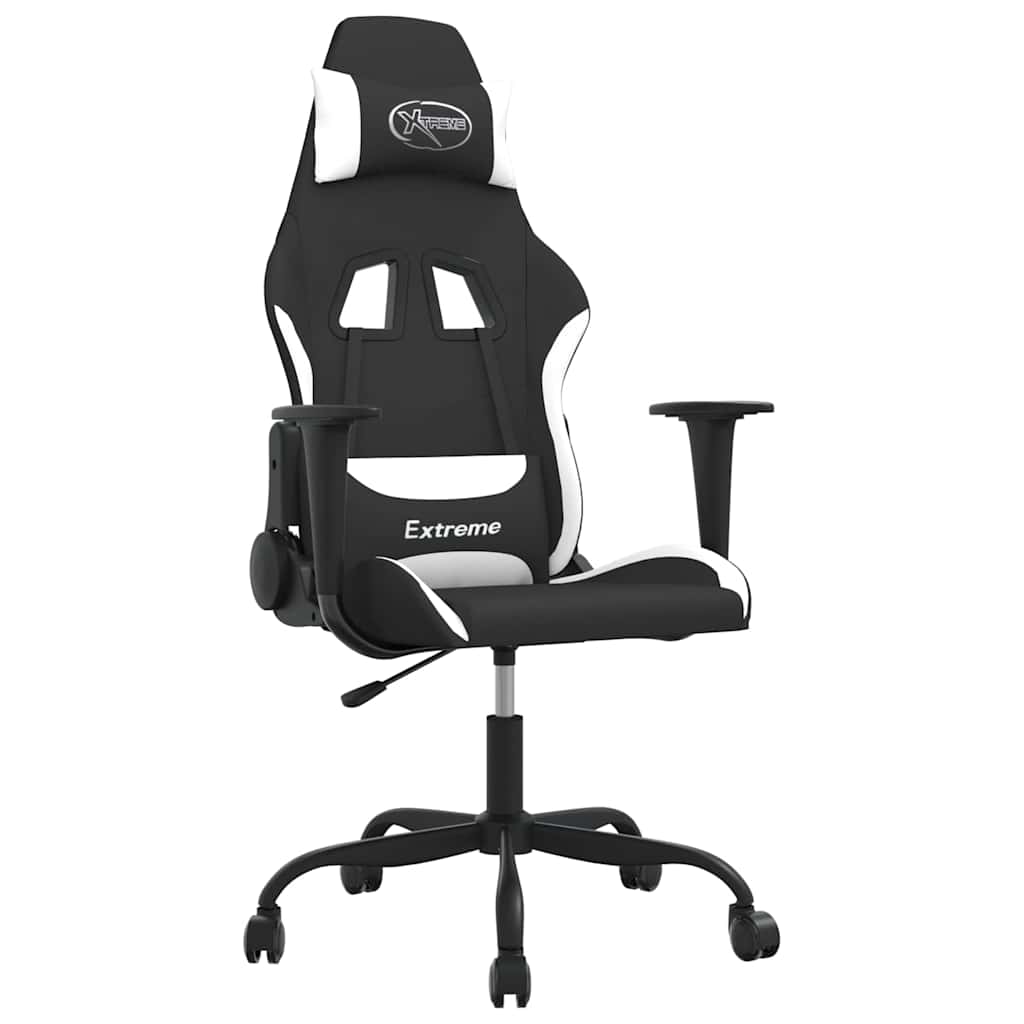 Vidaxl massage gamestoel stof zwart en wit