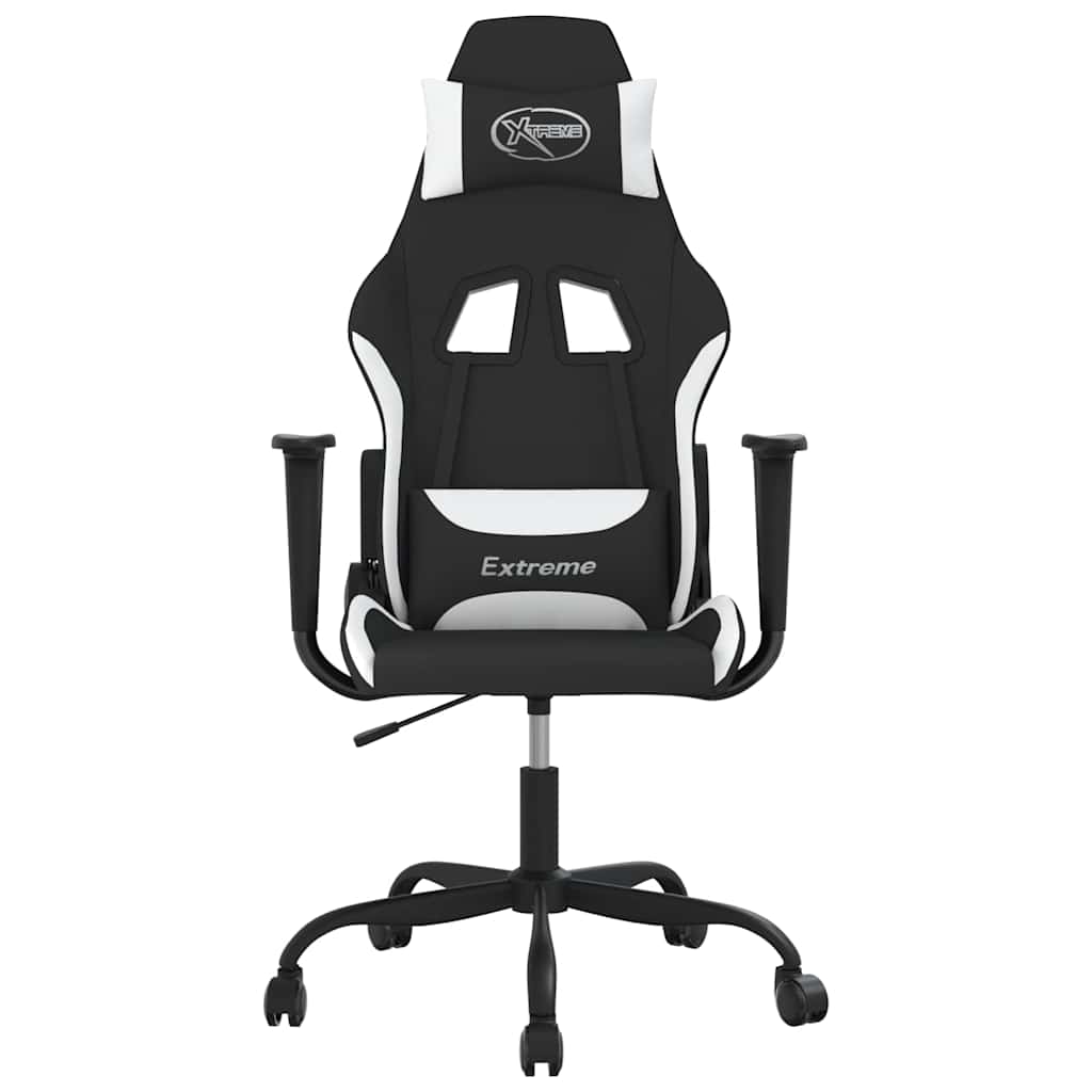 Vidaxl massage gamestoel stof zwart en wit