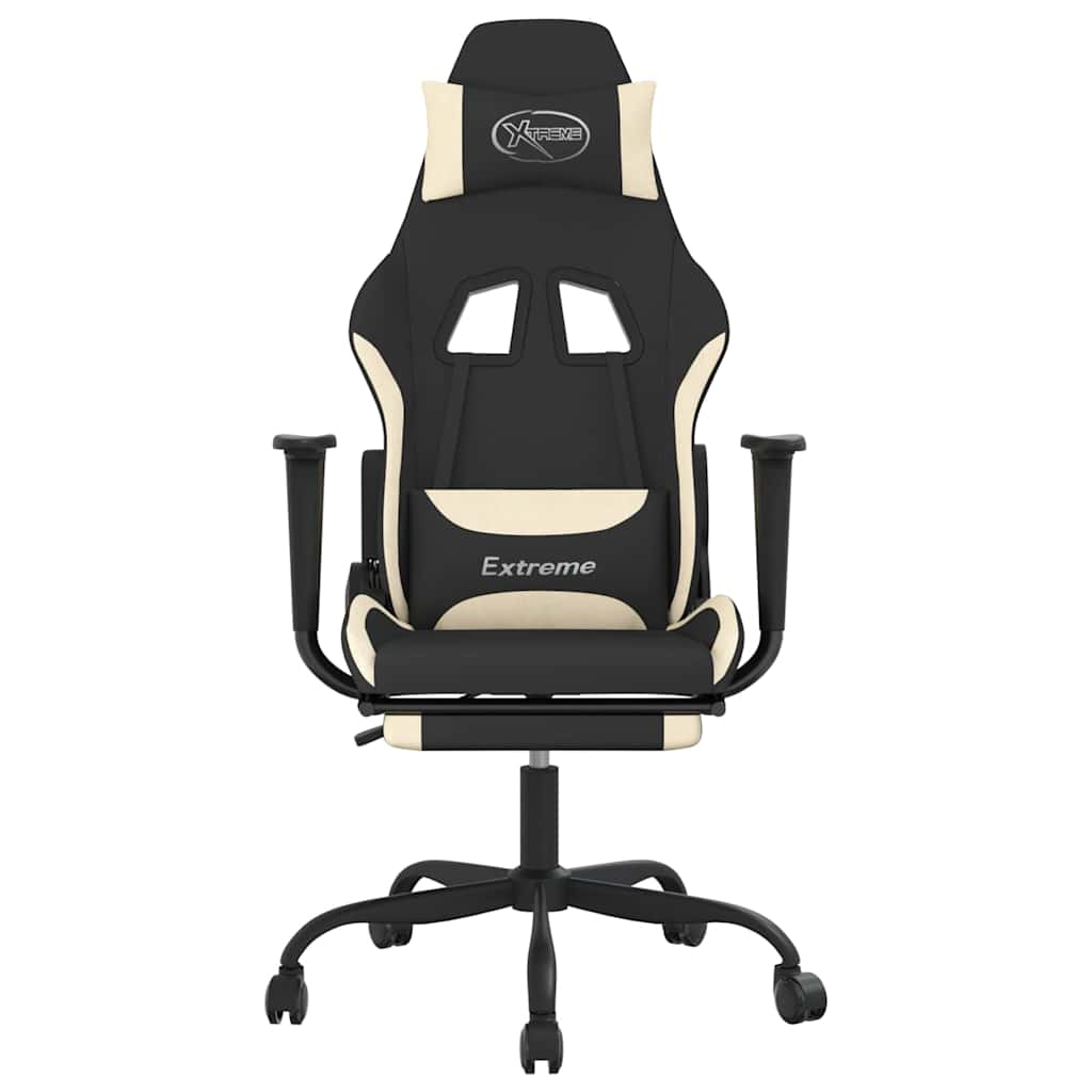 Vidaxl gamestoel met voetensteun en massagefunctie stof zwart en rood