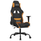 Vidaxl massage gamestoel met voetensteun stof zwart en oranje
