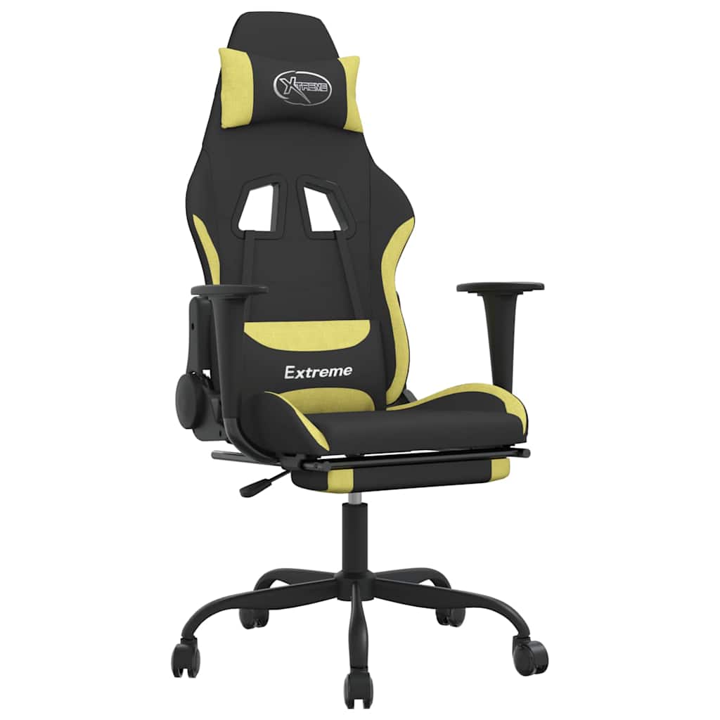 Vidaxl massage gamestoel met voetensteun stof zwart en lichtgroen