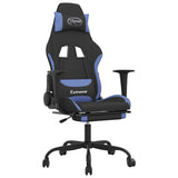 Vidaxl massage gamestoel met voetensteun stof zwart en blauw