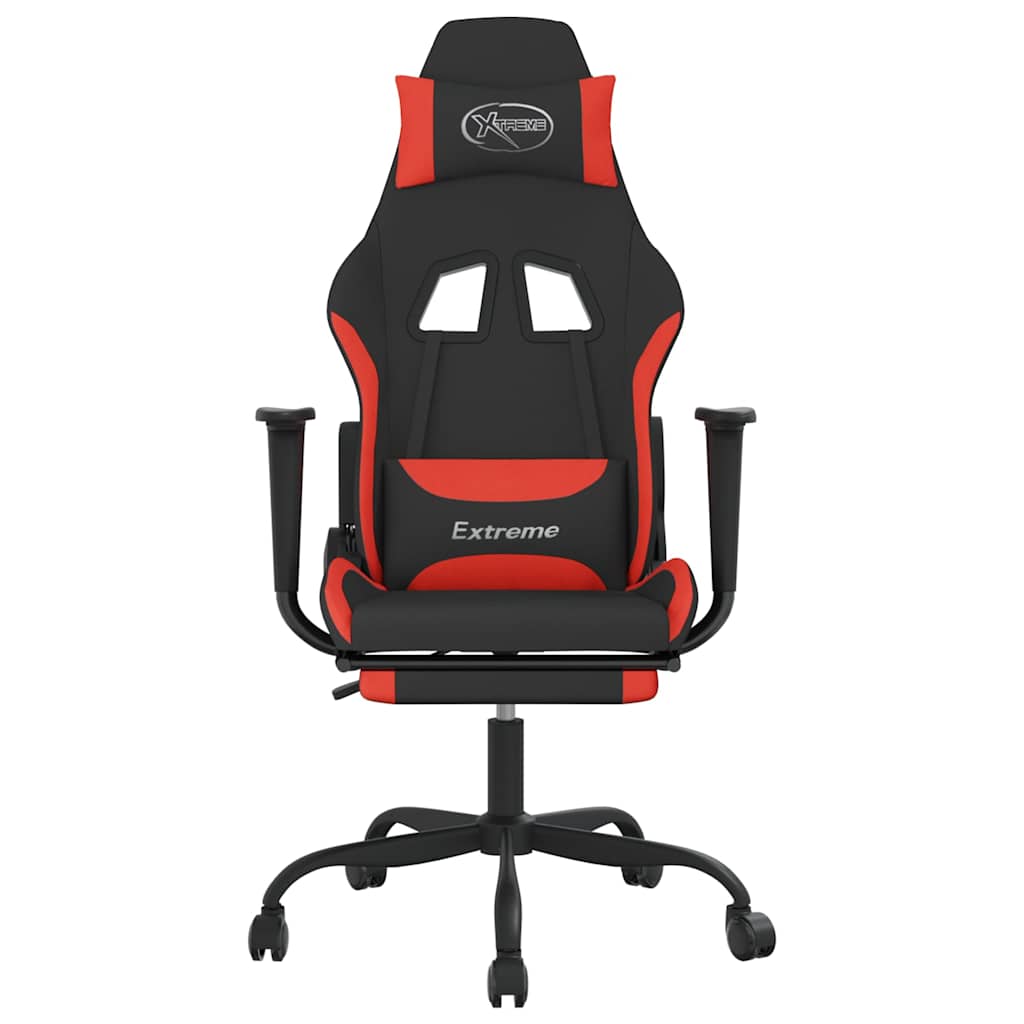 Vidaxl massage gamestoel met voetensteun stof zwart en rood