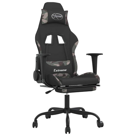 Vidaxl massage gamestoel met voetensteun stof zwart en camouflage