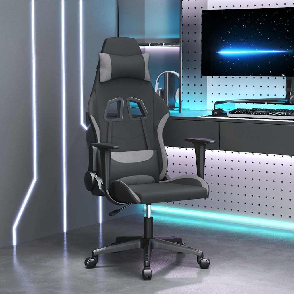 Vidaxl massage gamestoel stof zwart en lichtgrijs