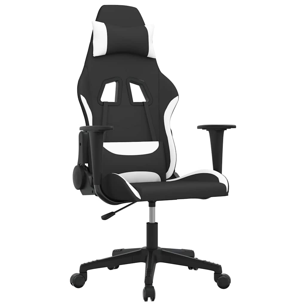 Vidaxl massage gamestoel stof zwart en wit