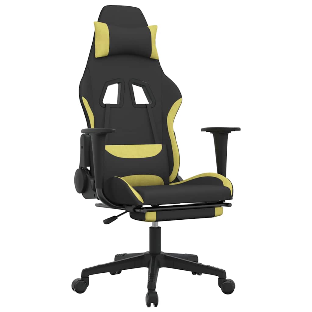 Vidaxl massage gamestoel met voetensteun stof zwart en lichtgroen