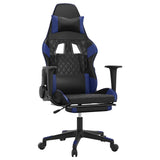 Vidaxl massage gamestoel met voetensteun kunstleer zwart en blauw