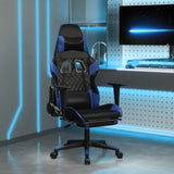 Vidaxl massage gamestoel met voetensteun kunstleer zwart en blauw