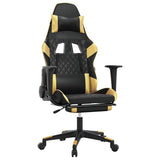 Vidaxl massage gamestoel met voetensteun kunstleer zwart goudkleurig