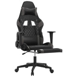 Vidaxl massage gamestoel met voetensteun kunstleer zwart en grijs