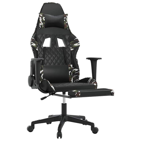 Vidaxl massage gamestoel met voetensteun kunstleer zwart en camouflage