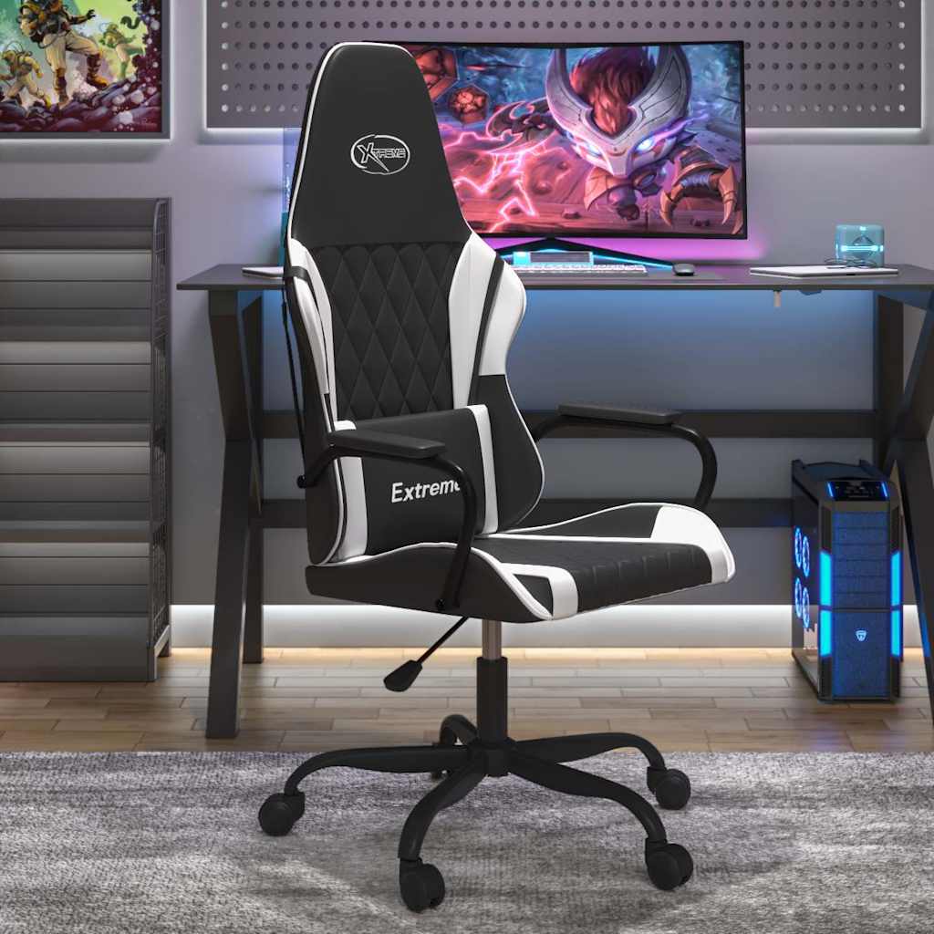 Vidaxl massage gamestoel kunstleer zwart en wit
